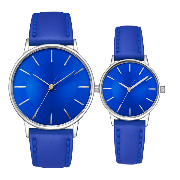 Luxury Couple's Blue Wristwatch Set – Elegant Matching Watches for Him and Her /-Rs2050