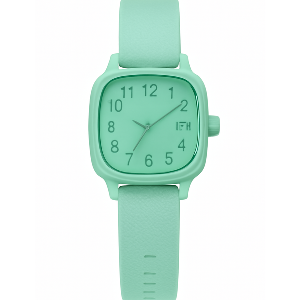 Mint Green Silicone Watch with Minimalist Design Rs/-1350