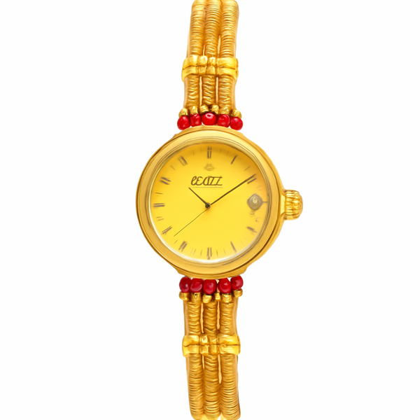 Elegant Gold-Toned Women's Watch with Red Accents Rs/- 1550